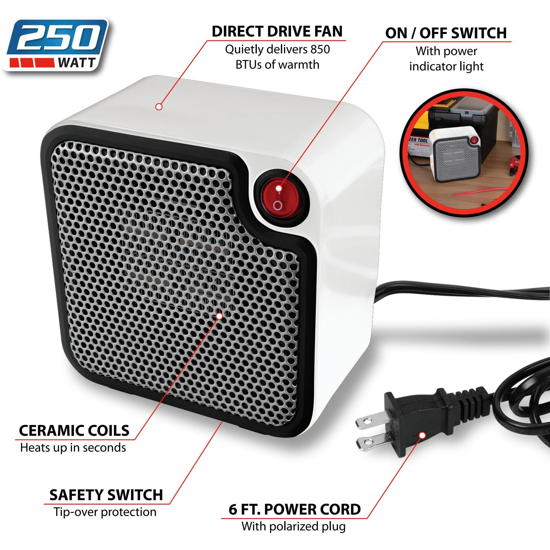250W PERSONAL SPACE HEATER