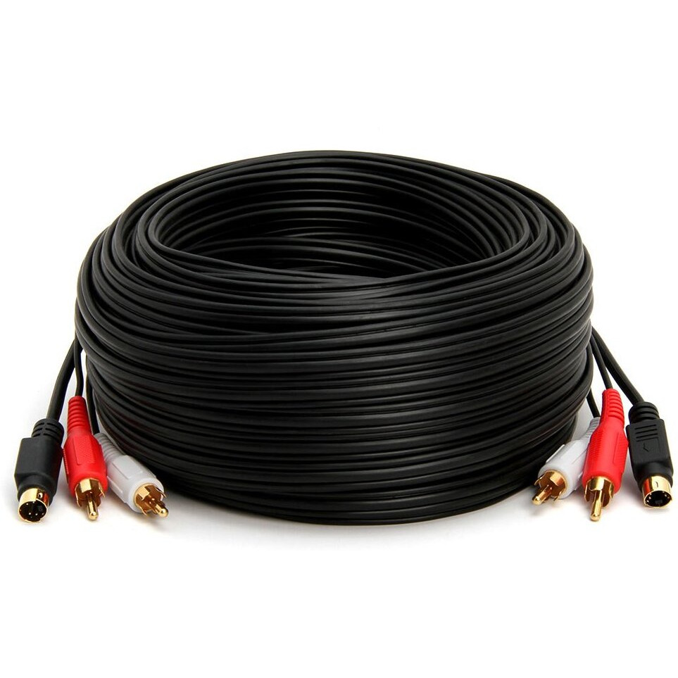 S-Video & Two RCA Audio Cables Combo, Gold Plated  100 Feet