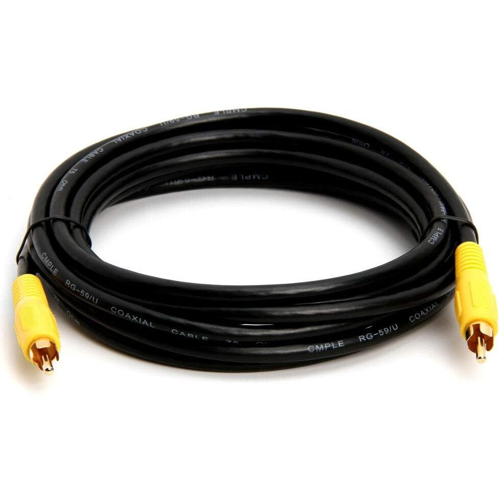 Cmple - 12FT RCA Subwoofer Cable (1 RCA Male to 1 RCA Male Composite Audio/Video Cord) S/PDIF Coaxial Cable, Digital Aud