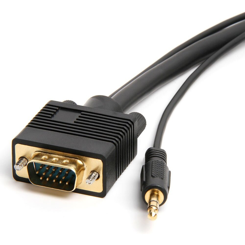 Cmple - VGA SVGA Monitor Cable, Gold Plated Connectors, Support Full HD Displays HDTVs (Male-to-Male) with 3.5mm Stereo Audio - 3 Feet