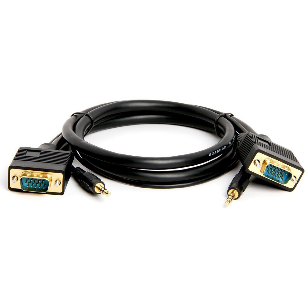 Cmple - VGA SVGA Monitor Cable, Gold Plated Connectors, Support Full HD Displays HDTVs (Male-to-Male) with 3.5mm Stereo Audio - 3 Feet