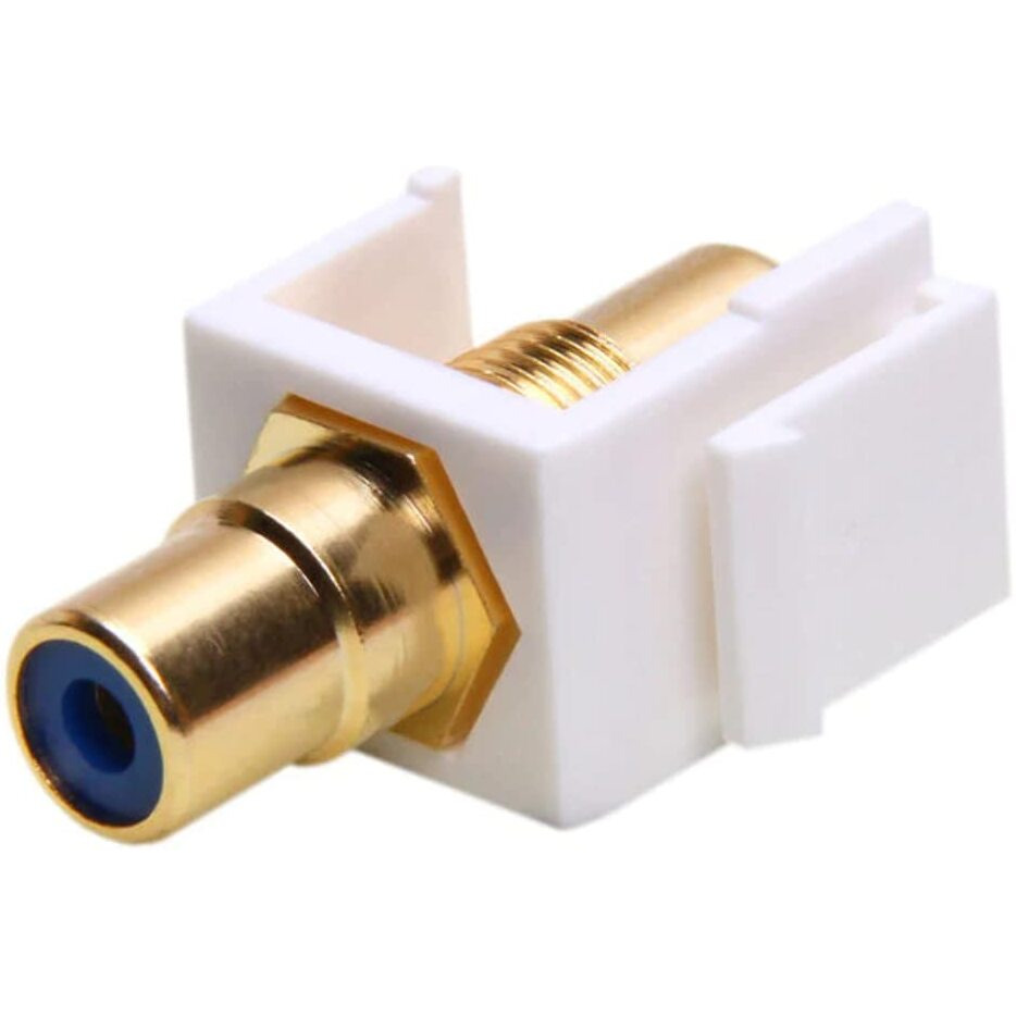Keystone Jack - Modular RCA White with Blue Center