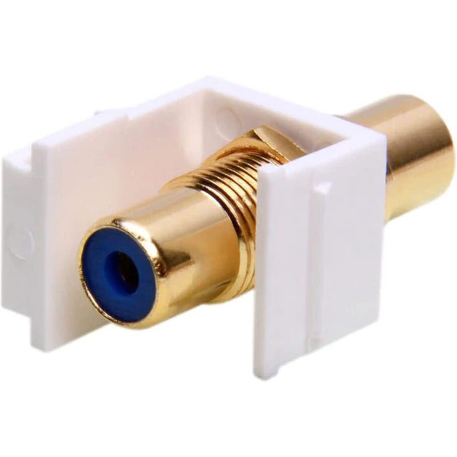 Keystone Jack - Modular RCA White with Blue Center