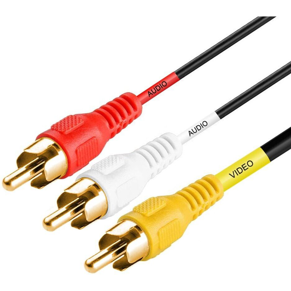 Cmple - 3-Male RCA to 3-Male RCA Composite Video Audio A/V AV Cable Gold Plated - 12 Feet