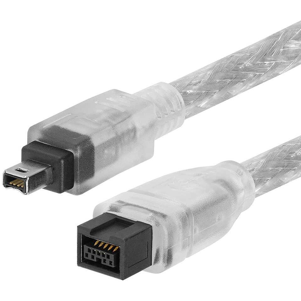 FireWire 800 9-Pin To FireWire 400 4-Pin Bilingual Cable - 15 Feet Clear
