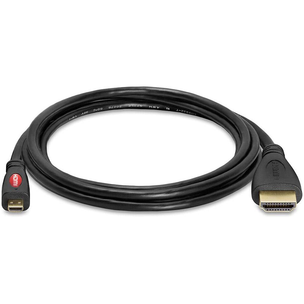 Cmple - Micro HDMI to HDMI Cable Adapter Male to Male High Speed Supports 3D 4K 60Hz 1080P Ethernet Audio Return 6 Feet