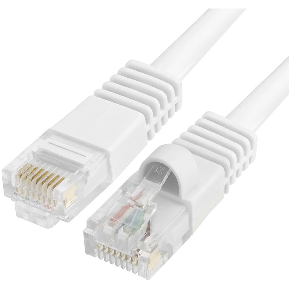 Cmple Cat5e Network Ethernet Cable - Computer LAN Cable 1Gbps - 350 MHz, Gold Plated RJ45 Connectors - 5 Feet White