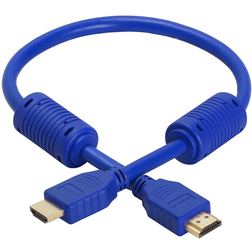 Cmple - HDMI Cable 1.5FT High Speed HDTV Ultra-HD (UHD) 3D, 4K @60Hz, 18Gbps 28AWG HDMI Cord Audio Return 1.5 Feet Blue