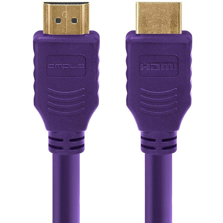 Cmple - HDMI Cable 1.5FT High Speed HDTV Ultra-HD (UHD) 3D, 4K @60Hz, 18Gbps 28AWG HDMI Cord Audio Return 1.5 Feet Purple