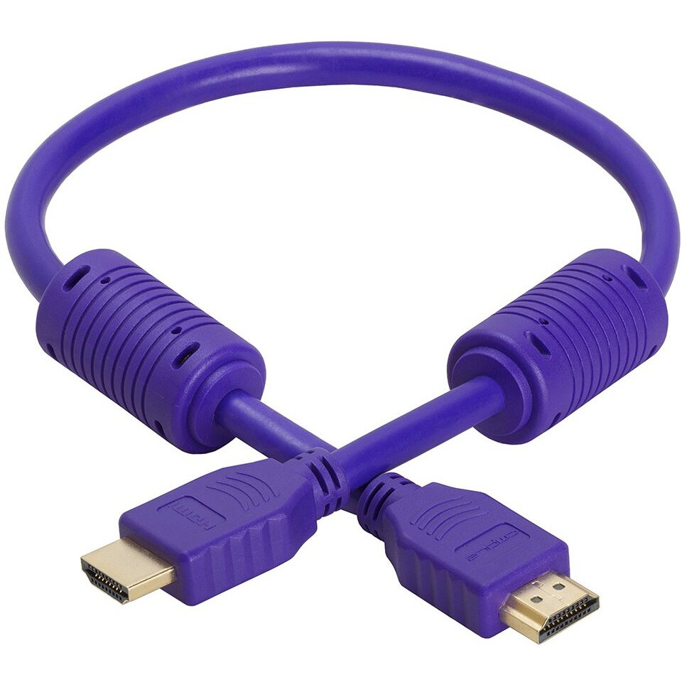 Cmple - HDMI Cable 1.5FT High Speed HDTV Ultra-HD (UHD) 3D, 4K @60Hz, 18Gbps 28AWG HDMI Cord Audio Return 1.5 Feet Purple