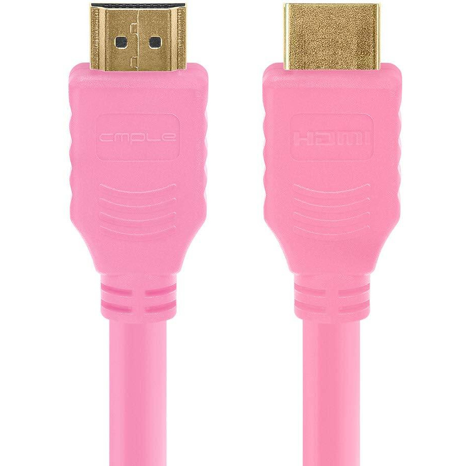 Cmple - HDMI Cable 1.5FT High Speed HDTV Ultra-HD (UHD) 3D, 4K @60Hz, 18Gbps 28AWG HDMI Cord Audio Return 1.5 Feet Pink