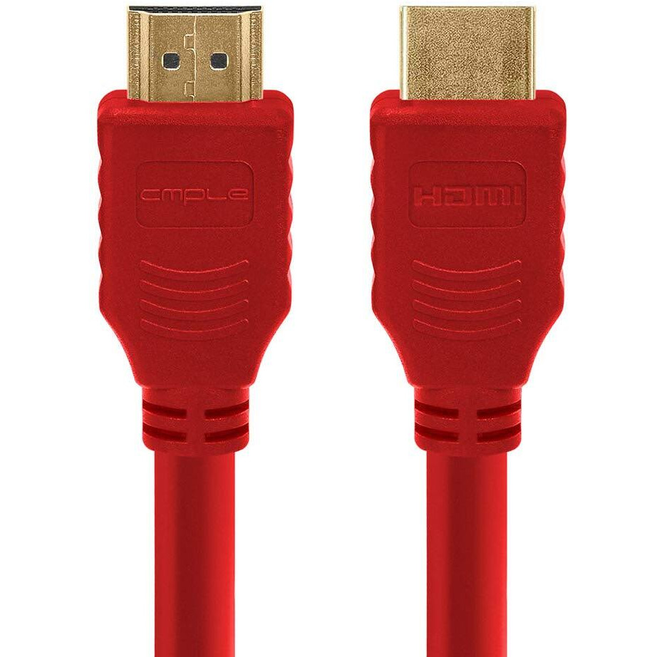 Cmple - HDMI Cable 1.5FT High Speed HDTV Ultra-HD (UHD) 3D, 4K @60Hz,18Gbps 28AWG HDMI Cord Audio Return 1.5 Feet Red