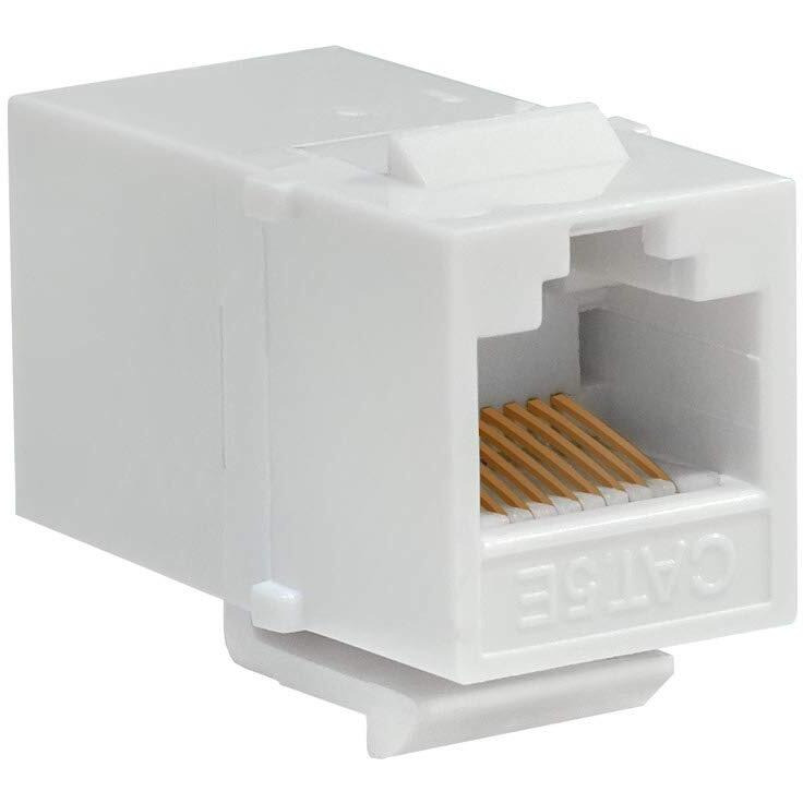 Cmple - Cat5e Inline Coupler Type Keystone Jack, Female to Female RJ45 Inline Coupler for Computer Networks, Laptops, Monitors - White