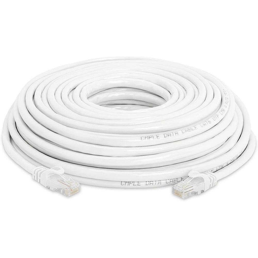 Cmple Cat6 Ethernet Cable 10Gbps - Computer Networking Cord with Gold-Plated RJ45 Connectors, 550MHz Cat6 Network Ethernet LAN Cable Supports Cat6, Cat5e, Cat5 Standards - 50 Feet White