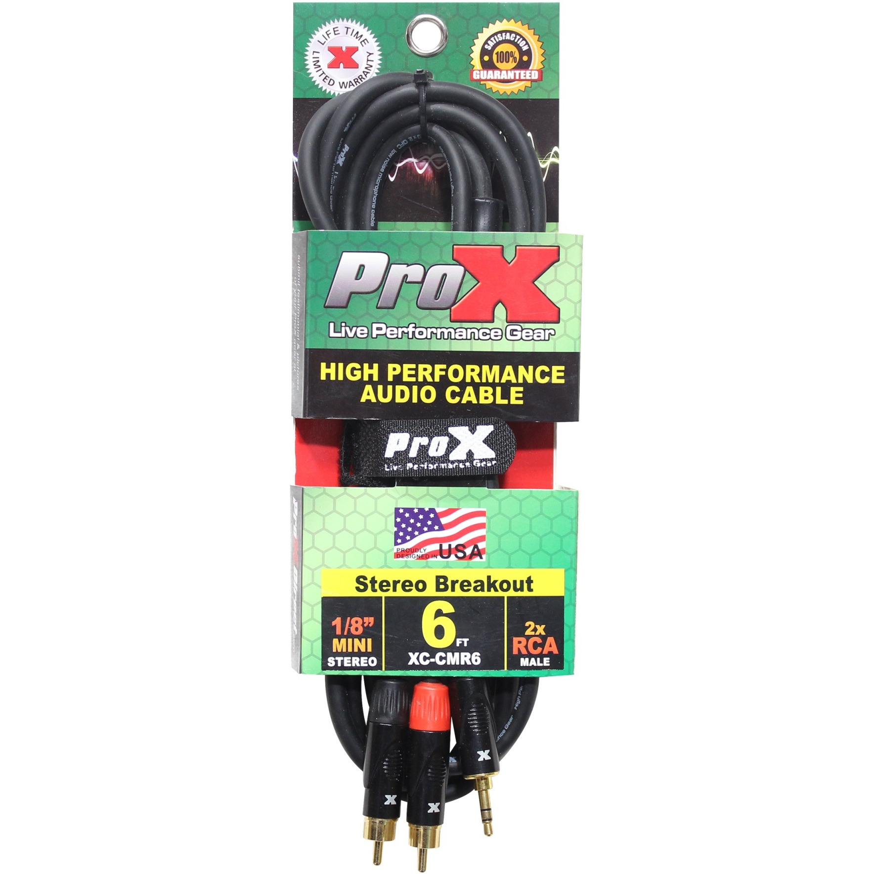 ProX XC-CMR6 6 Ft High Performance 3.5mm 1/8 Mini TRS to Dual RCA-M Unbalanced Y-Cable