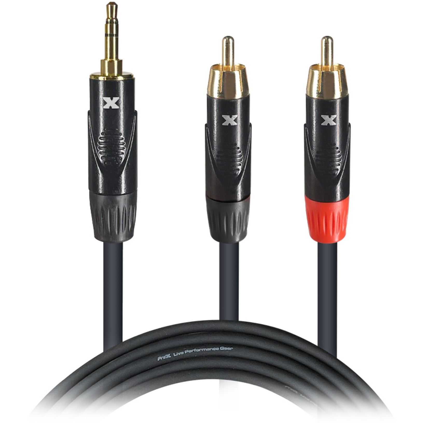 ProX XC-CMR15 15 Ft High Performance 3.5mm 1/8 Mini TRS to Dual RCA-M Unbalanced Y-Cable