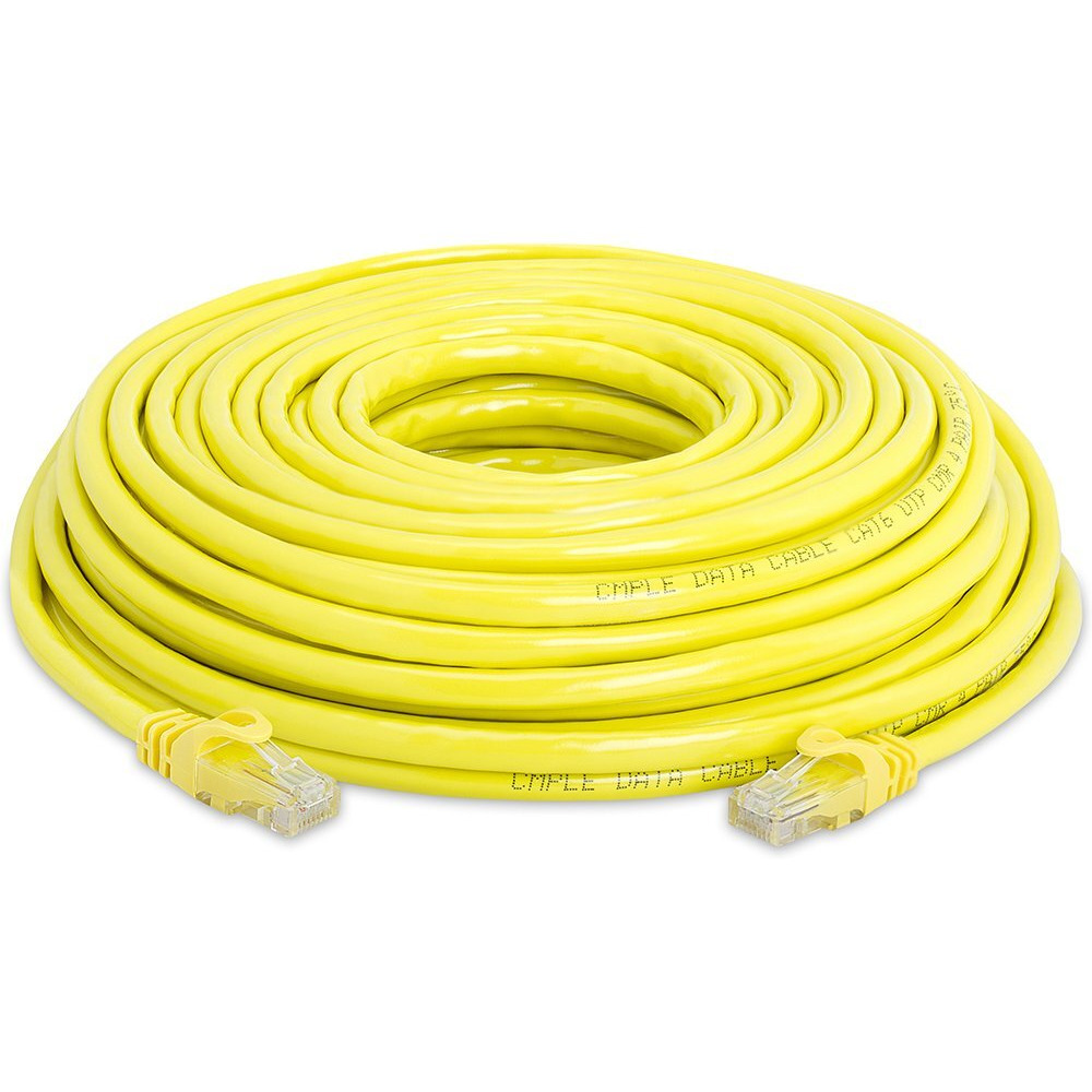 Cmple Cat6 Ethernet Cable 10Gbps - Computer Networking Cord with Gold-Plated RJ45 Connectors, 550MHz Cat6 Network Ethernet LAN Cable Supports Cat6, Cat5e, Cat5 Standards - 50 Feet Yellow