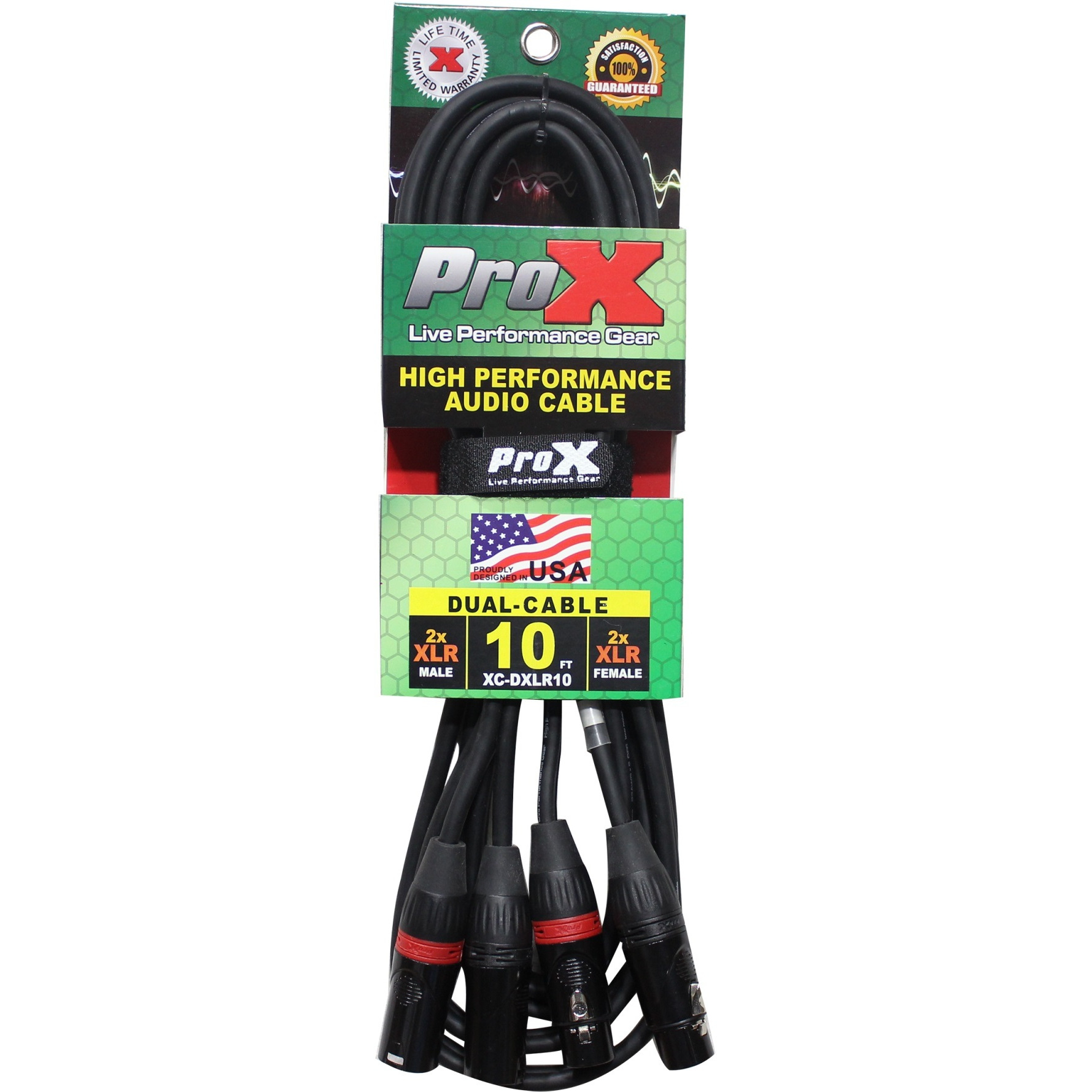ProX XC-DXLR10 10' Ft. Balanced Dual XLR-M to Dual XLR-F High Performance Audio Cable
