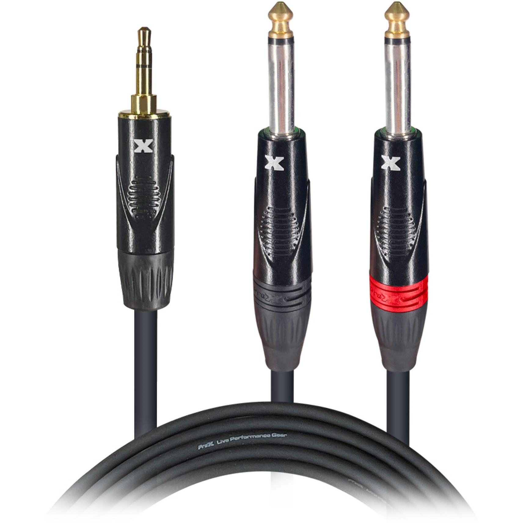 ProX XC-MYP03 3 Ft. Unbalanced 3.5mm. Mini-TRS to Dual TS-M High Performance Audio Y Cable