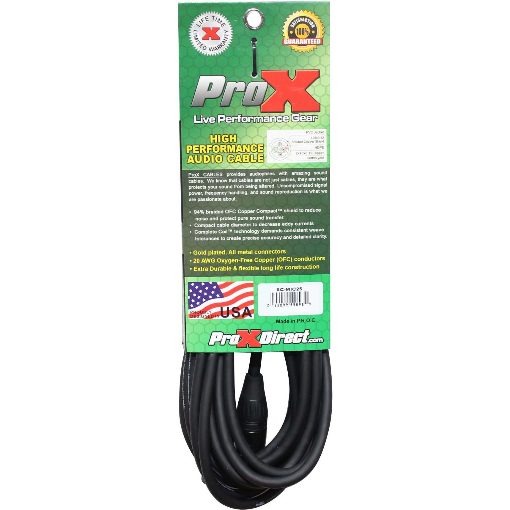ProX XC-MIC2525 Ft. Balanced XLR-F to XLR-M High Performance Microphone Cable