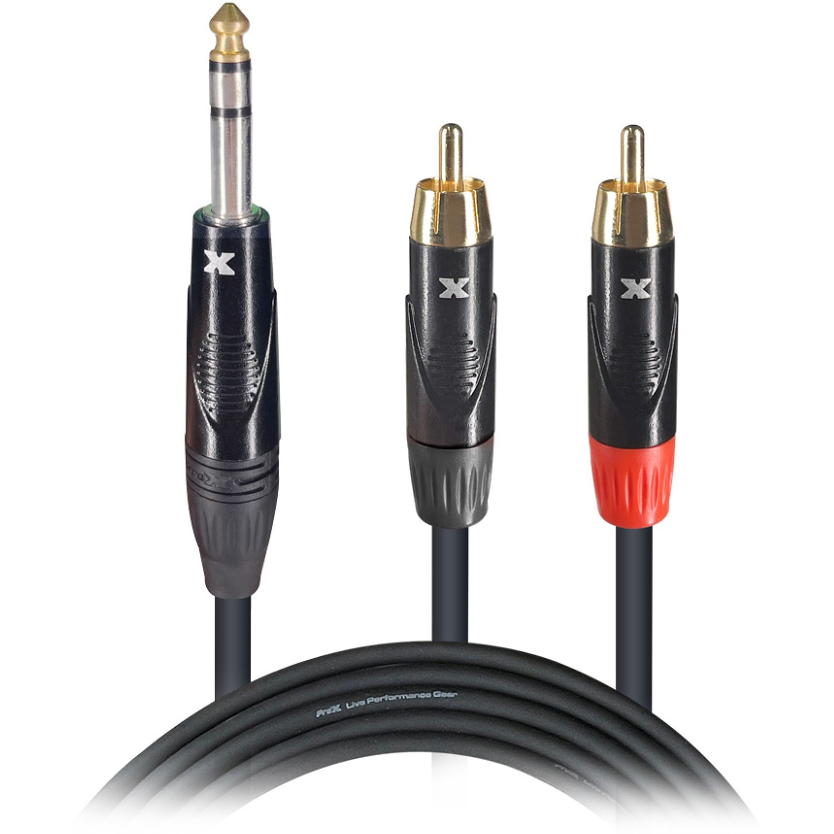 ProX XC-SYR03 3 Ft. Unbalanced 1/4" TRS-M to Dual RCA-M High Performance Audio Cable