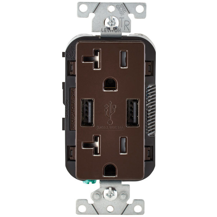 OUTLET 20AMP USB BROWN (Pack of 1)