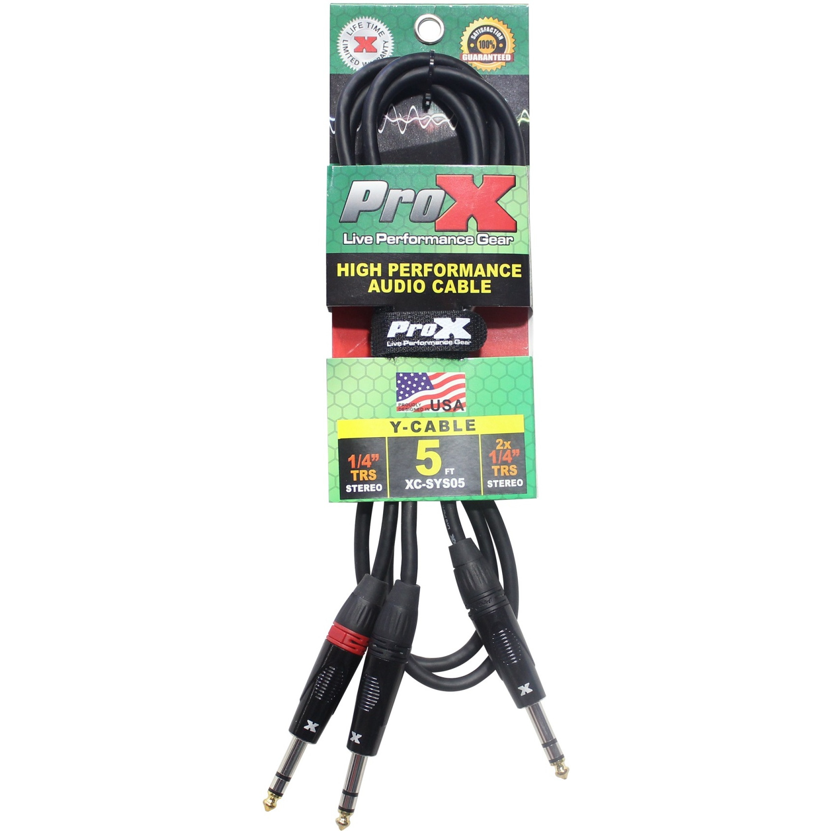ProX XC-SYS05 5 Ft. 1/4" TRS-M to Dual 1/4" TRS-M High Performance Audio Cable