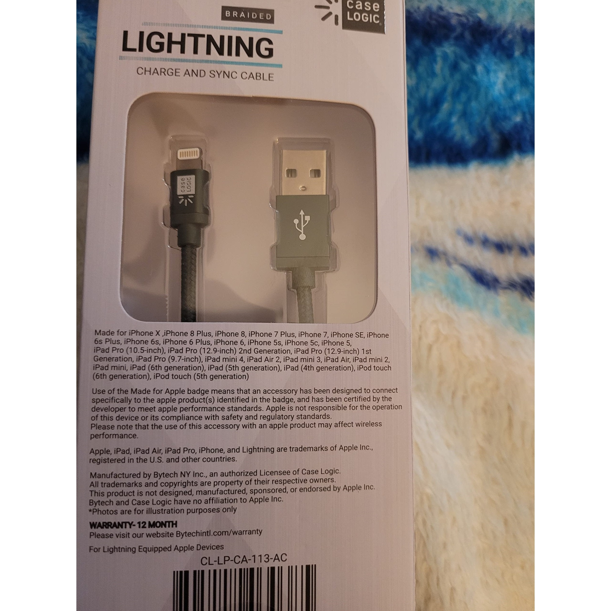 BYTECH 10&quotMFI LTG CABLE FABRIC-ASST