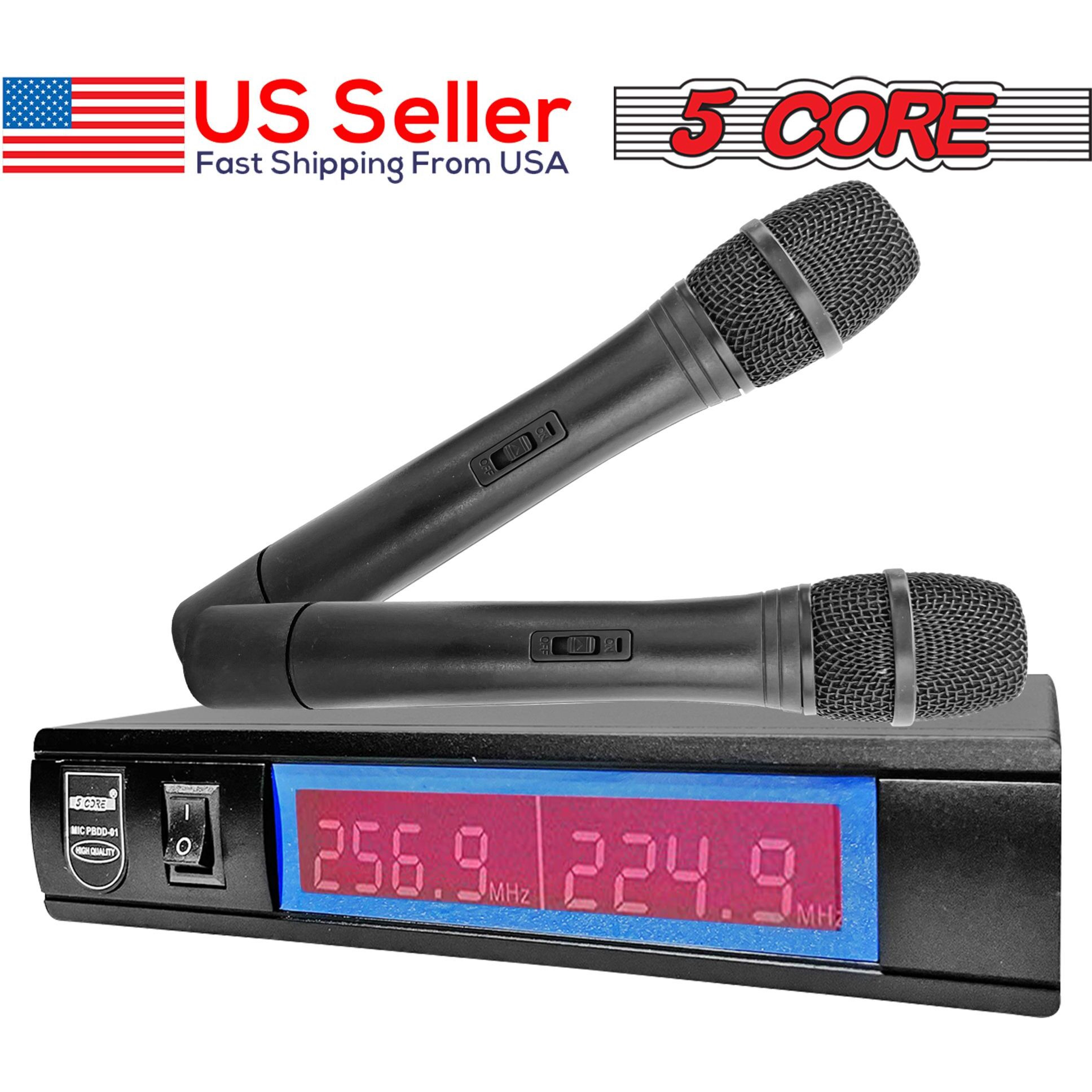 5core VHF Dual channel DIgITAL 2 Pieces Wireless Microphone System Receiver & Hand Mic WM PBDD 01(D0102HRHM0J)