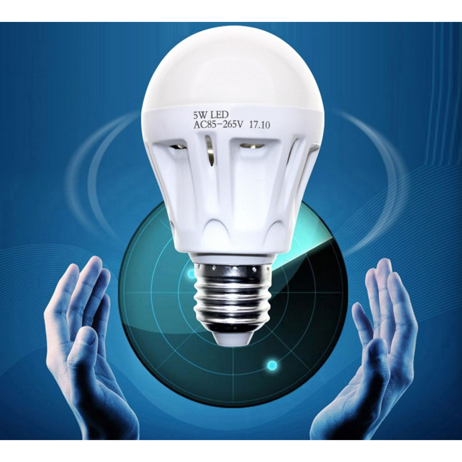 LED LIgHT BULB W RADAR MOTION SENSOR 180 Deg 5w50 Watts(D0102HPIBWU)