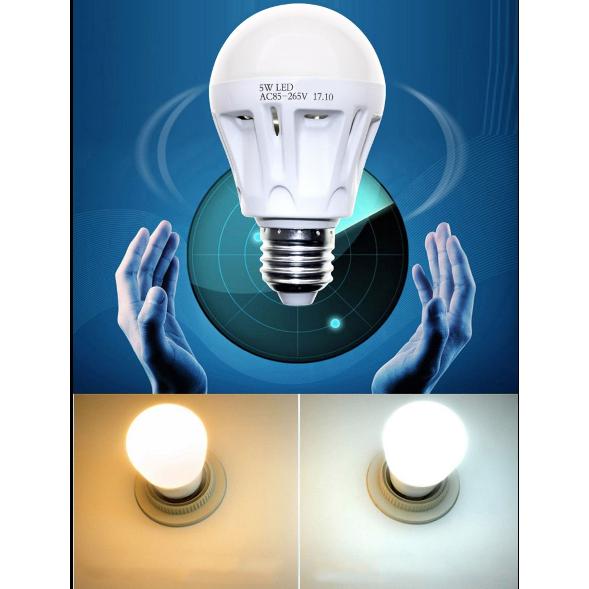 LED LIgHT BULB W RADAR MOTION SENSOR 180 Deg 5w50 Watts(D0102HPIBWU)