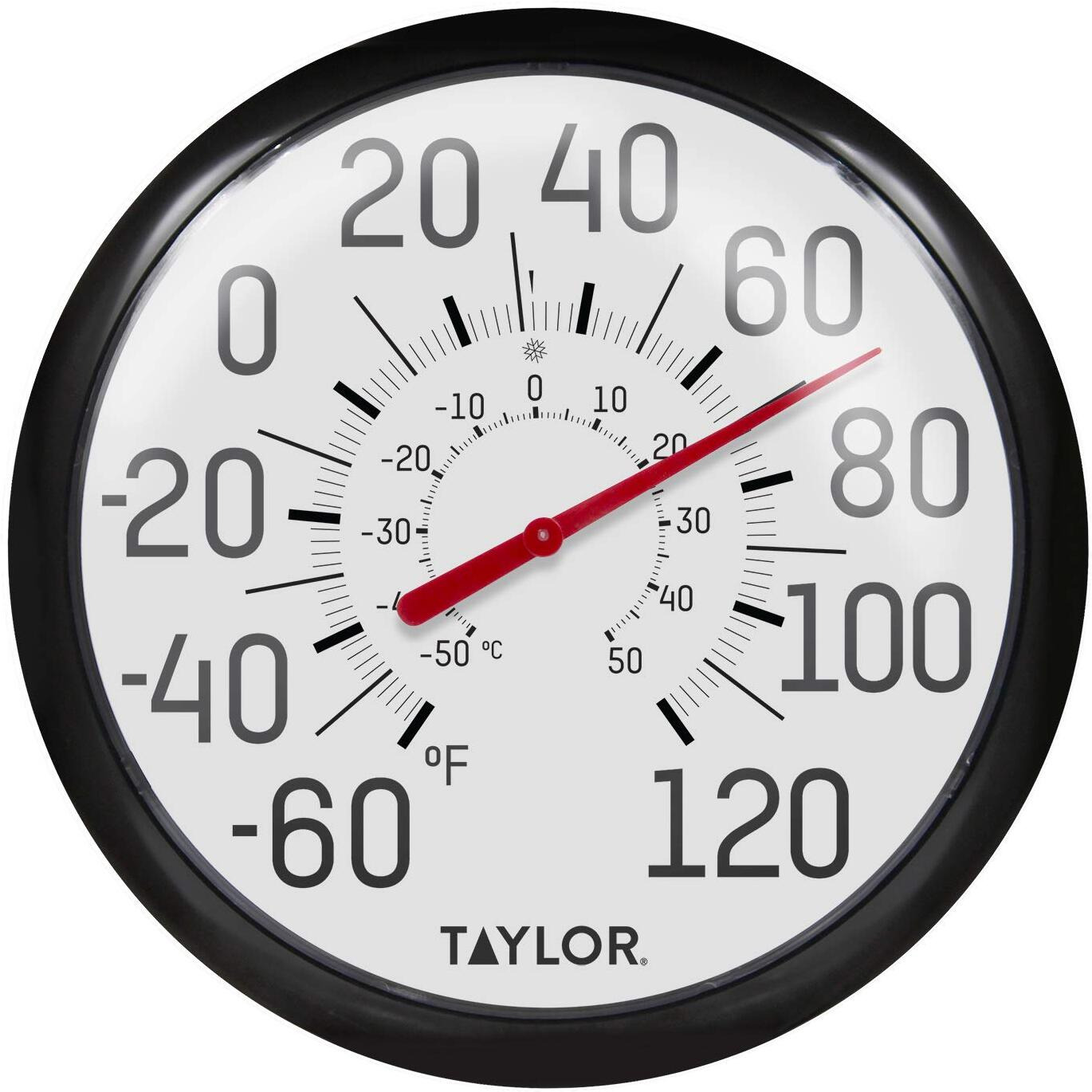 Taylor Precision Products Big and Bold Wall Thermometer, 13.25 inch, Black