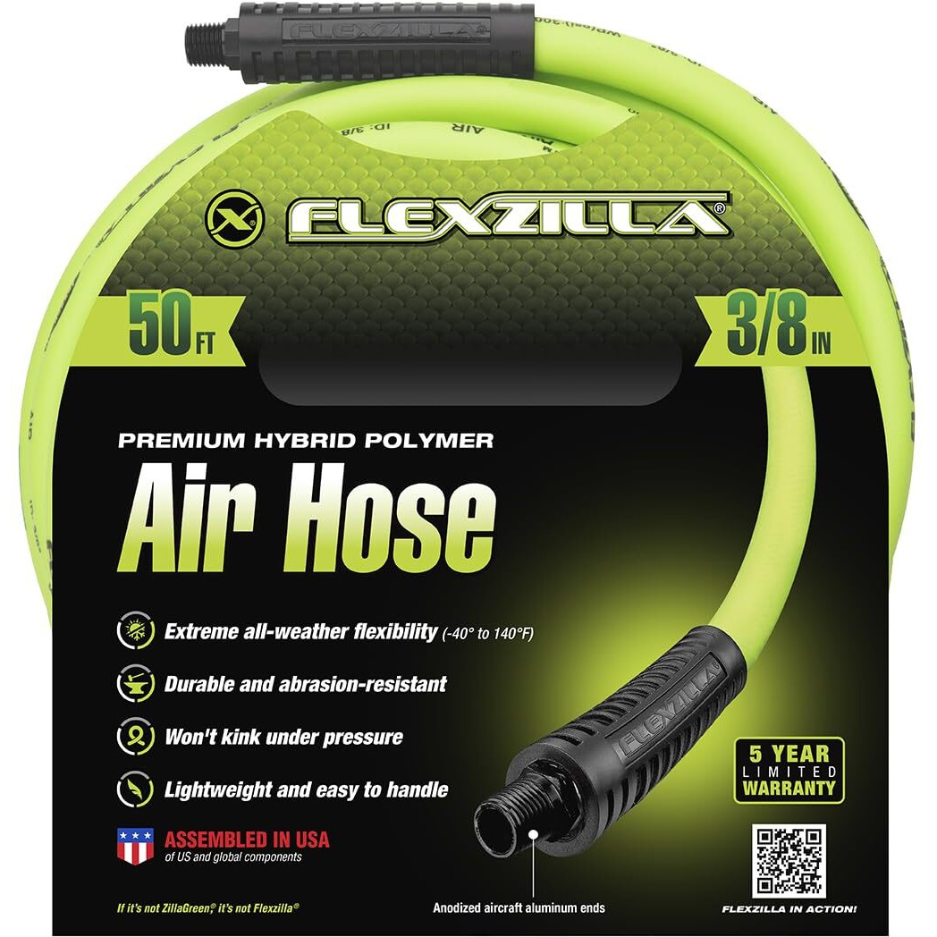 Flexzilla Air Hose 3/8" x 50' 1/4" MNPT Fittings ZillaGreen