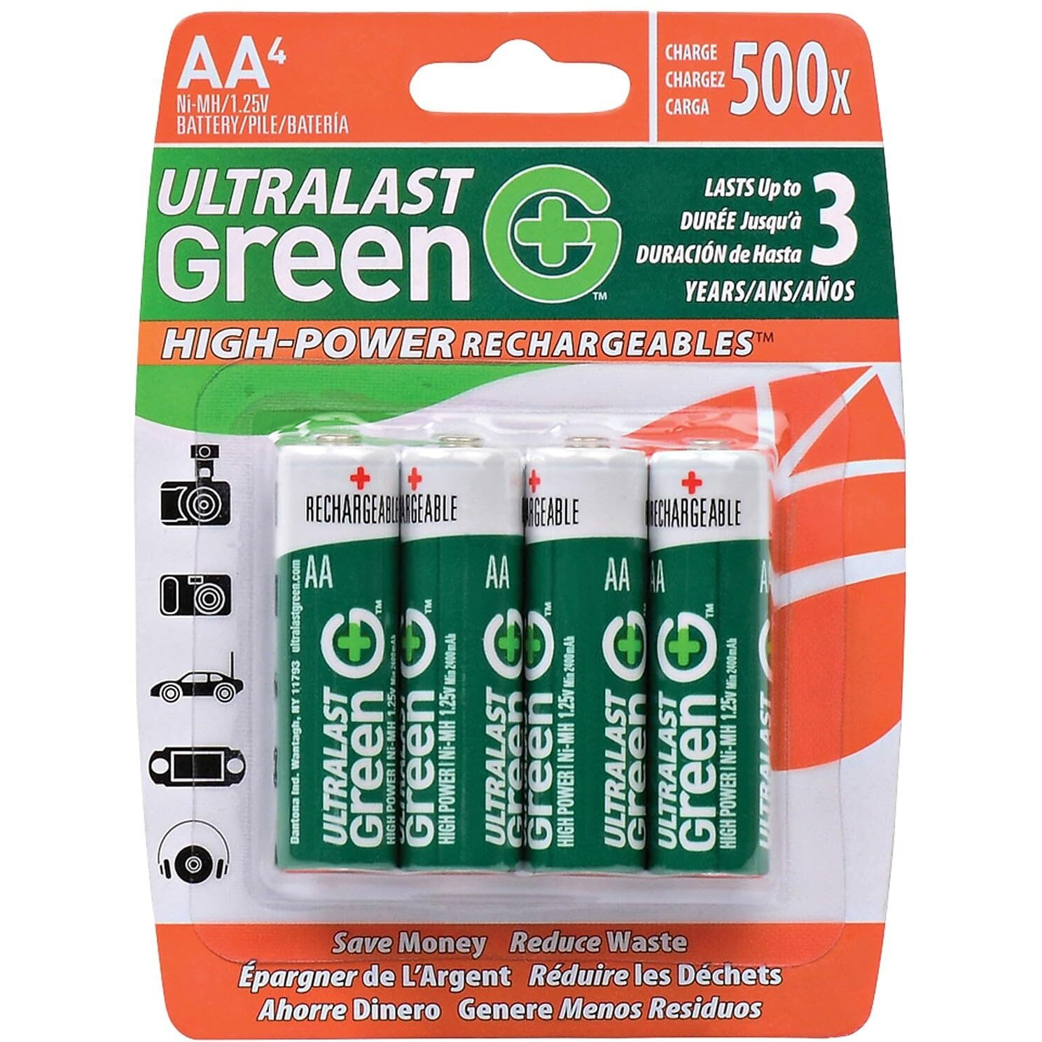 UltraLast Green High Power/Capacity NiMH 4-Pack AA.