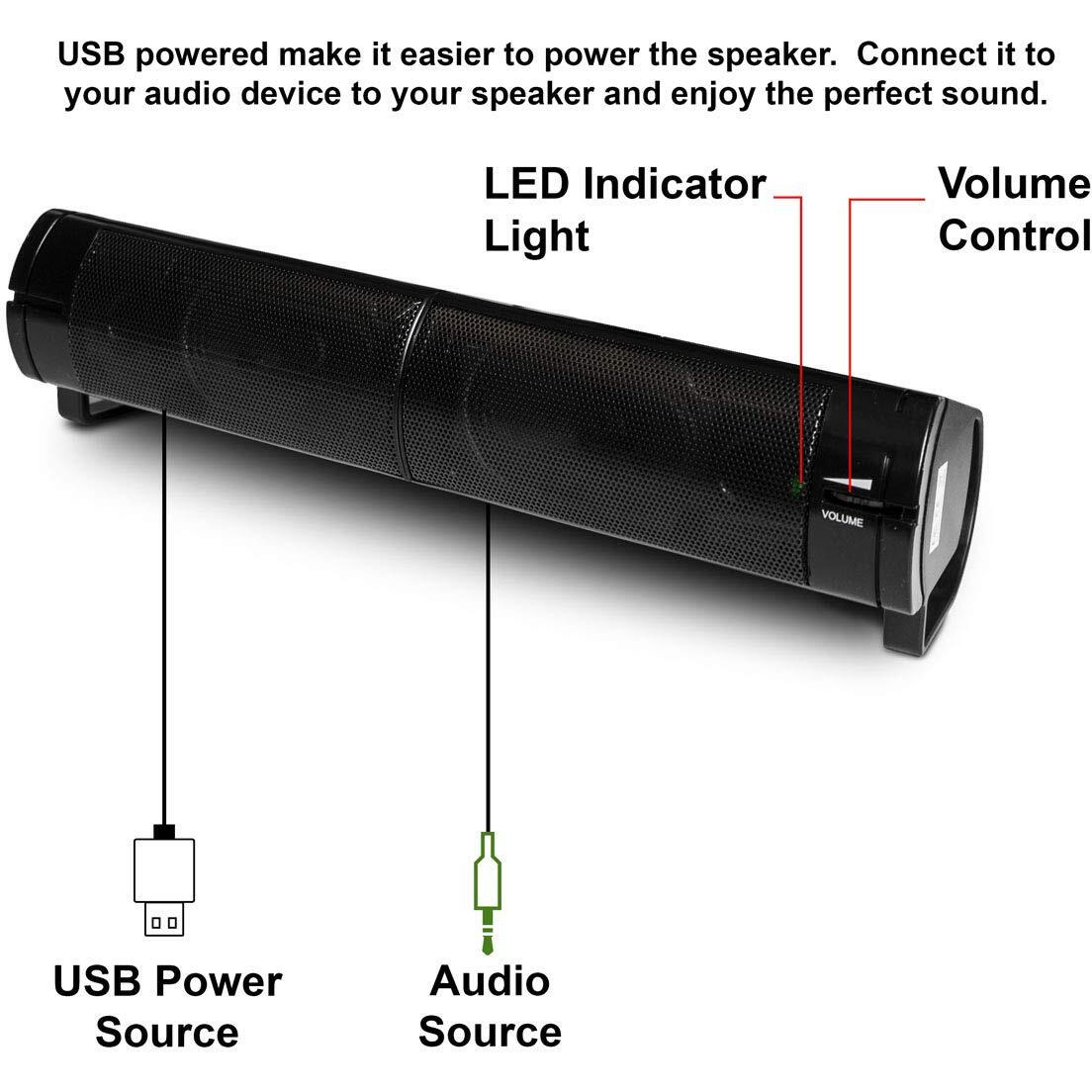 USB Stereo Speaker with Magnetic Design, Black Color, RoHS