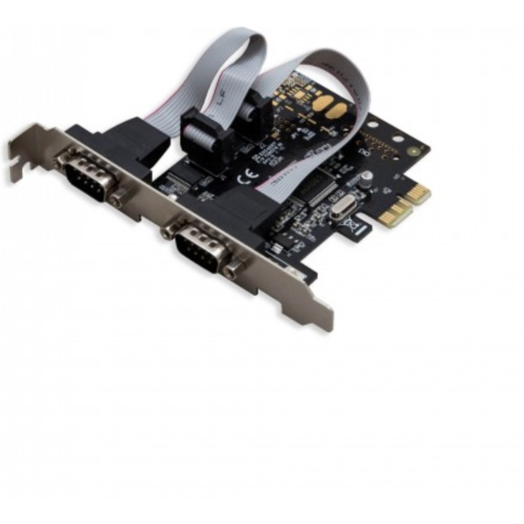 PCIe 2x Port Serial DB9 Card, Moschip 9901 Chipset, with Low Profile Bracket