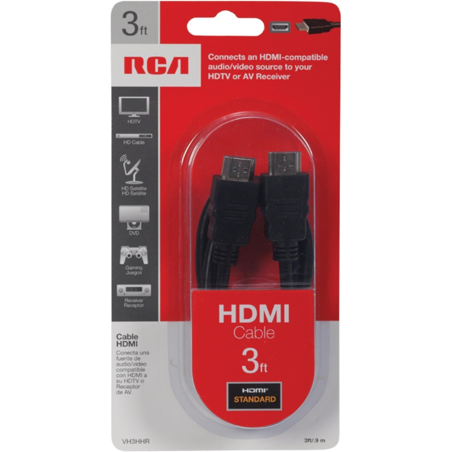 AUDIOVOX VH3HHR RA50457 RCA Standard Hdmi Cable44 3ft, Black