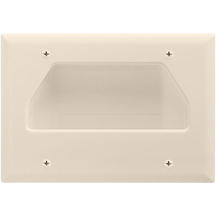 DataComm 45-0003-LA Three-Gang Low-Voltage Cable Wall Plate For Multiple Cables - Lite Almond