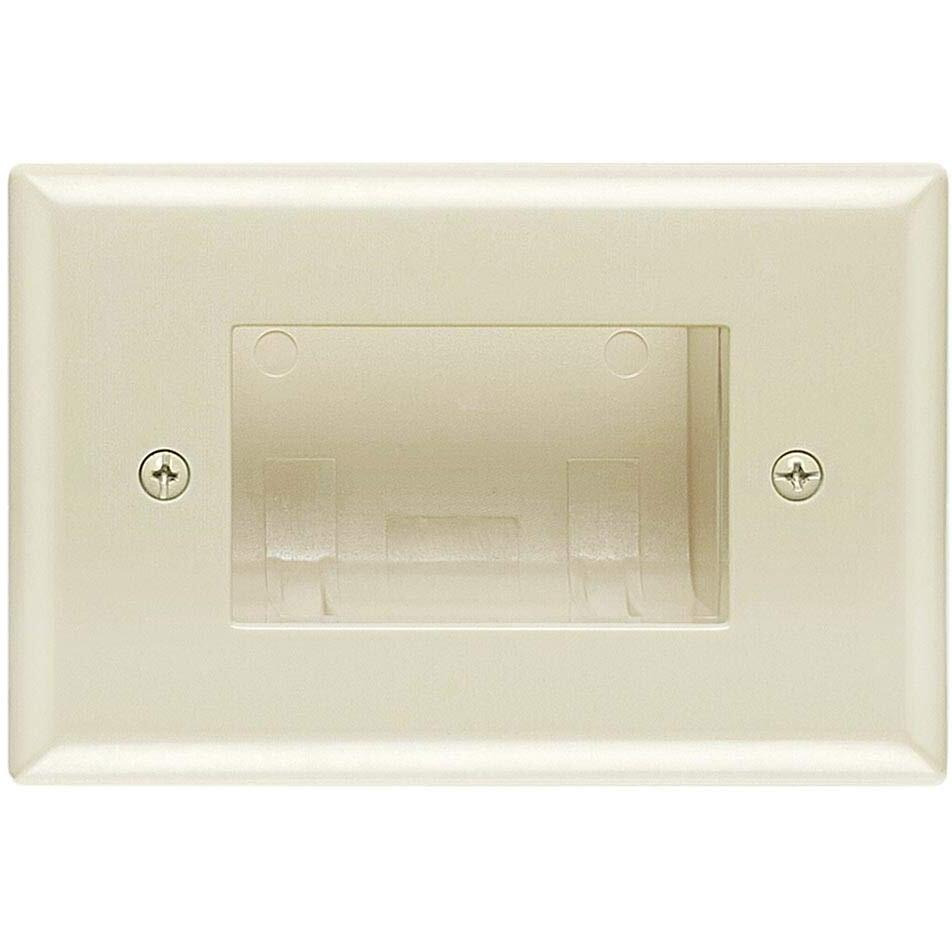 DataComm 45-0009-LA Recessed Easy Mount Low-Voltage Cable Wall Plate - Slim Fit, Almond