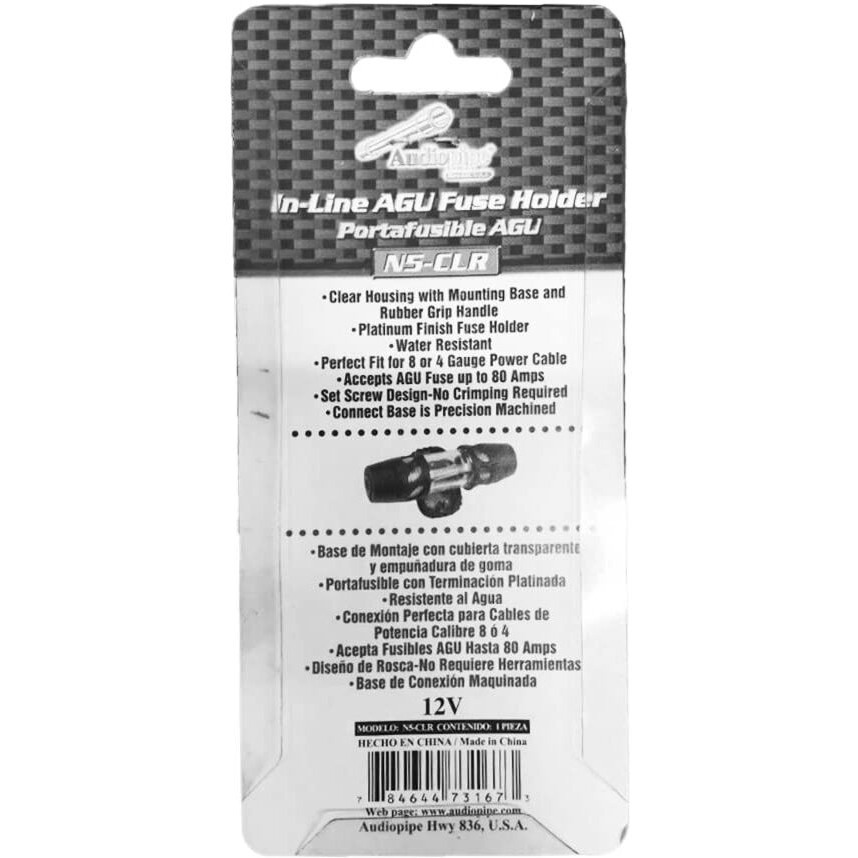 Audiopipe Inline AGU Fuse holder platinum Finish*N5C*