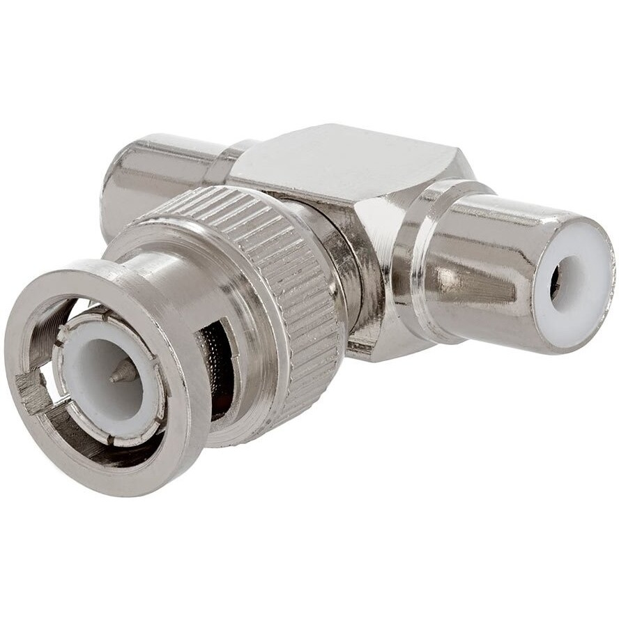BNC Male Plug to 2xRCA Female Jacks Adapter