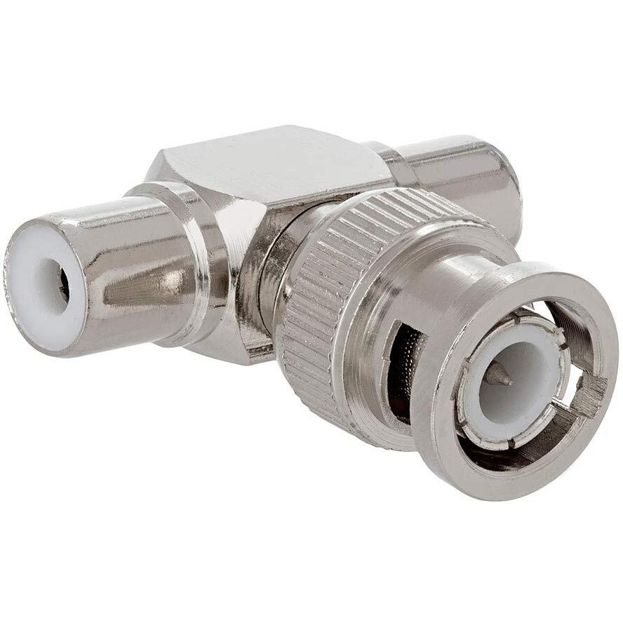 BNC Male Plug to 2xRCA Female Jacks Adapter