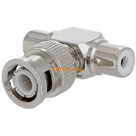 BNC Male Plug to 2xRCA Female Jacks Adapter