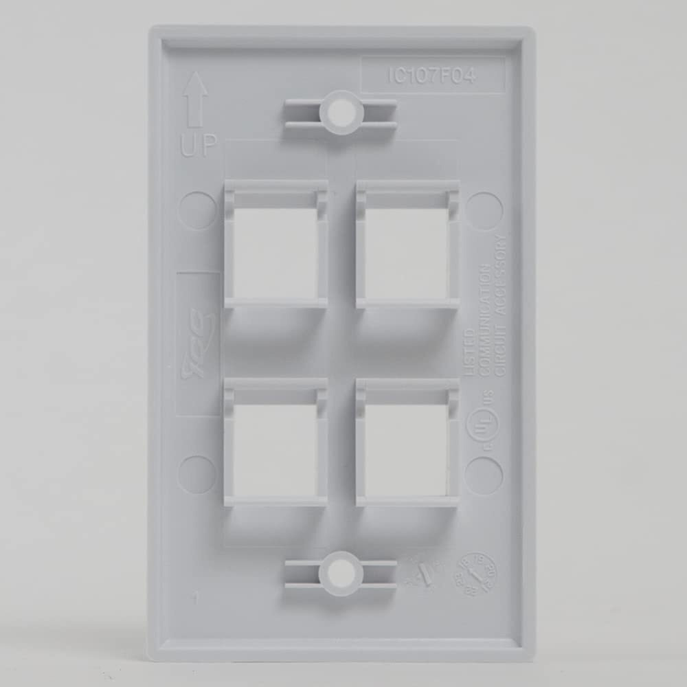 FACEPLATE, FLAT,1-GANG,4-PORT, 25PK, WH