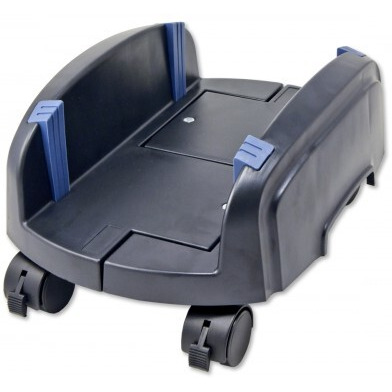CPU Stand with Castors for ATX Case, Plastic, Black Color, Adjustable Width from 15.5cm to 25.5 cm