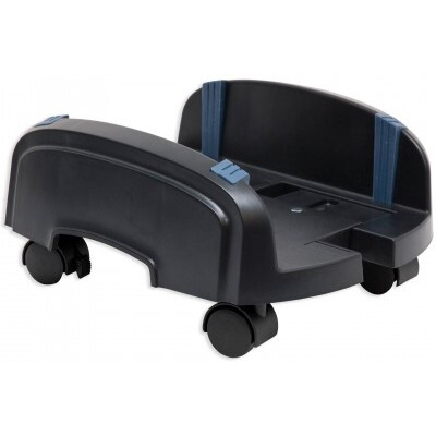 CPU Stand with Castors for ATX Case, Plastic, Black Color, Adjustable Width from 15.5cm to 25.5 cm