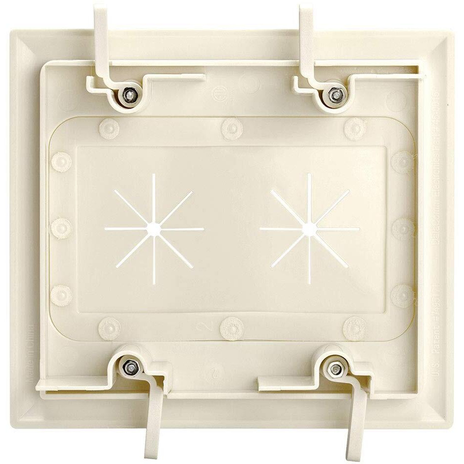 Cmple - Two-Gang Wall Plate, 2 Gang Low-Voltage Cable Plate with Flexible Opening Pass-Through Insert Wall Plate Holds up to 12 cables - Lite Almond