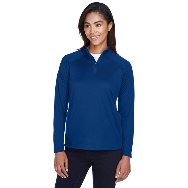 Ladies Stretch Tech-Shell compass Quarter-Zip - DK gREY HEATHER - S(D0102H7Y5JP)