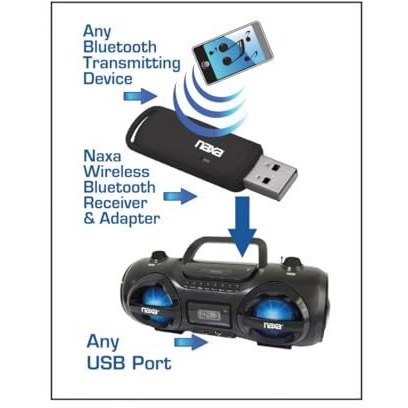 Naxa Wireless Audio Adapter with Bluetooth for USB Connectors