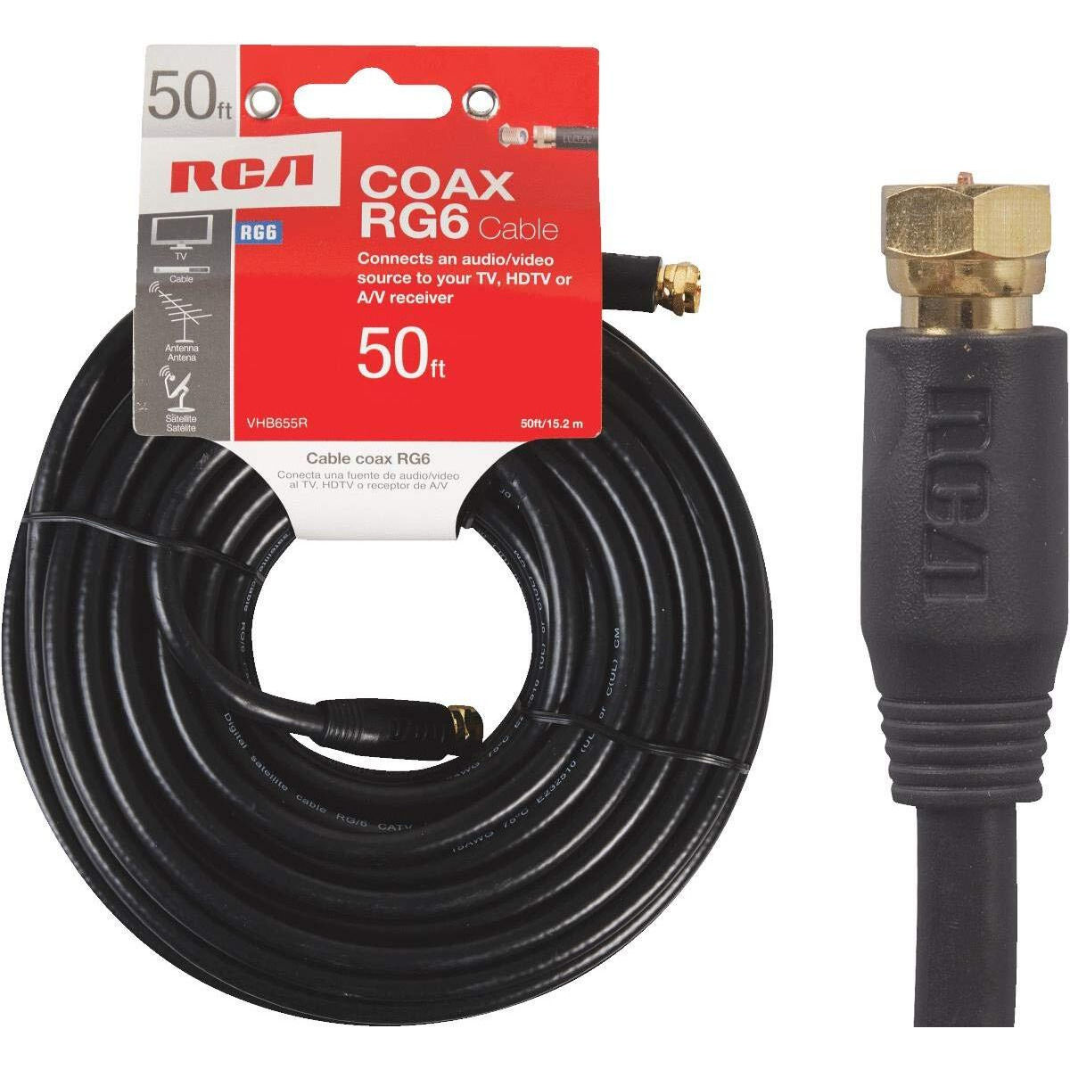 RCA VHB655R RG6 Coaxial Cable (50ft Black)